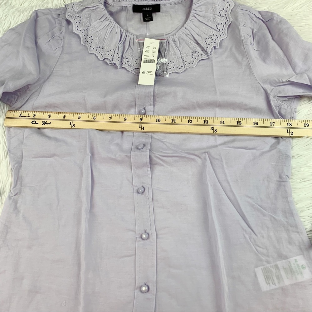 J. Crew Lavender Blouse with Ruffle Eyelet Trim - Picture 9 of 10